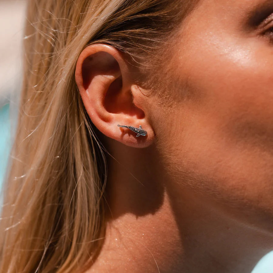 ARETES PEGADOS GRAN TIBURÓN BALLENA